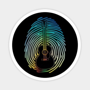 Fingerprint Acoustic Guitar Outline Colorful Theme Magnet